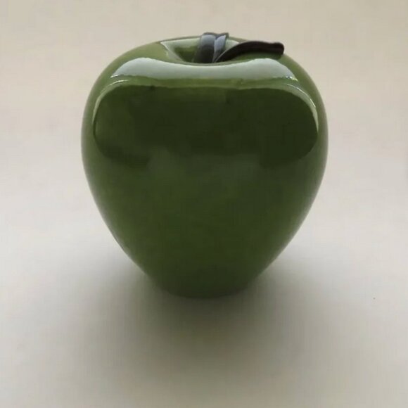 Vintage Green Handblown Glass Apple by Zellique, Joe Morel Signed Dated 2001 - Picture 1 of 8